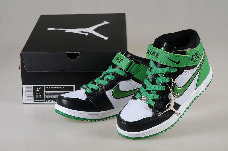 Air Jordan1 Kid\'S Shoes Black//White/Seagreen Online